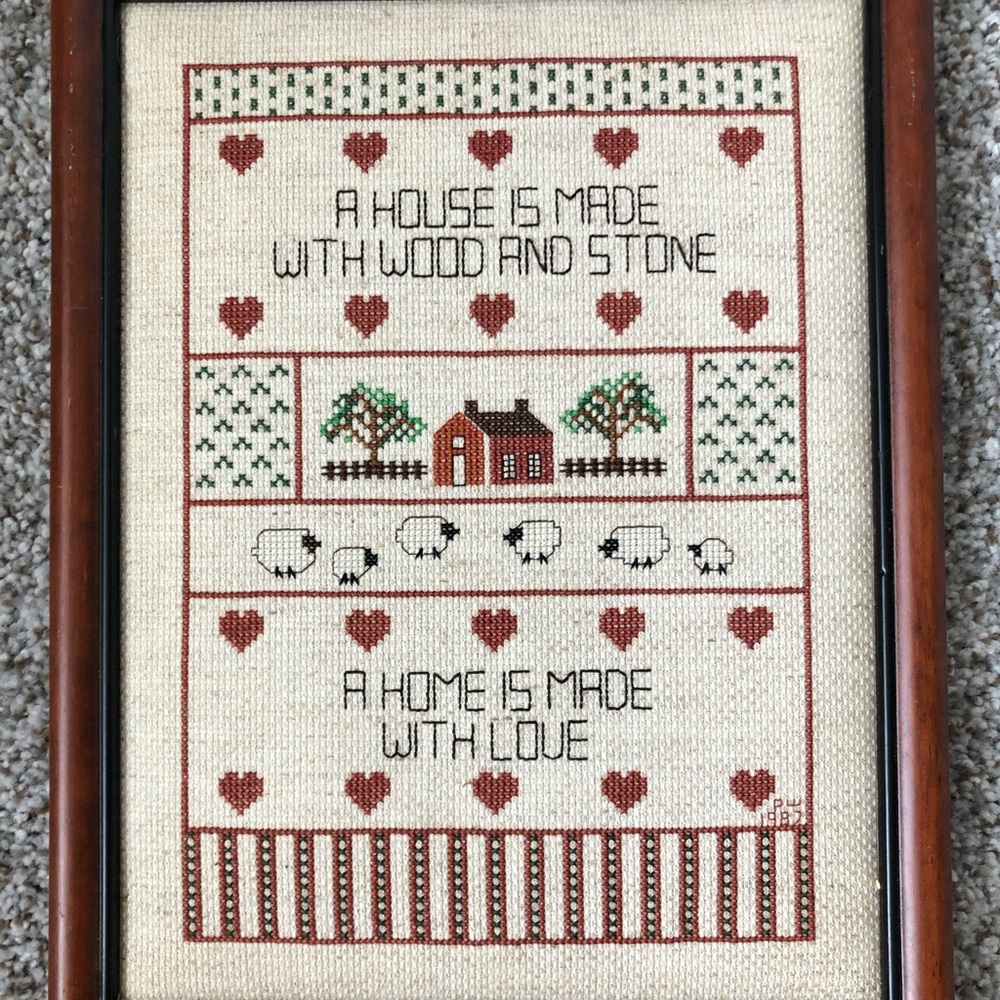 Vintage Hand Embroidered Wall Art Home Decor